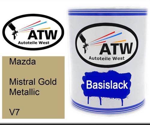 Mazda, Mistral Gold Metallic, V7: 1L Lackdose, von ATW Autoteile West.